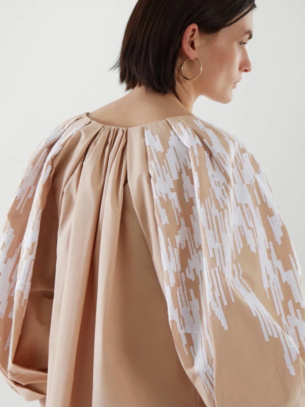 COS embroidered puff Sleeve Midi Dress - Picture 5 of 10
